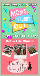 Don't miss the Boutique for a Week's Falll Sale September 17-19th!!